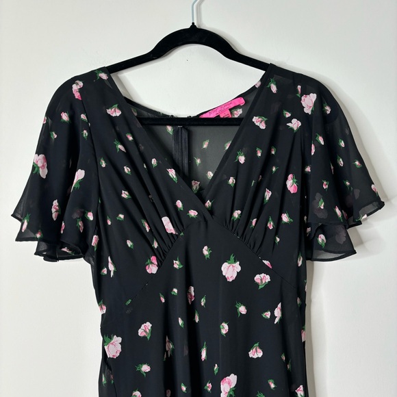 Betsey Johnson Black and Pink Floral Maxi Dress - Picture 5 of 6